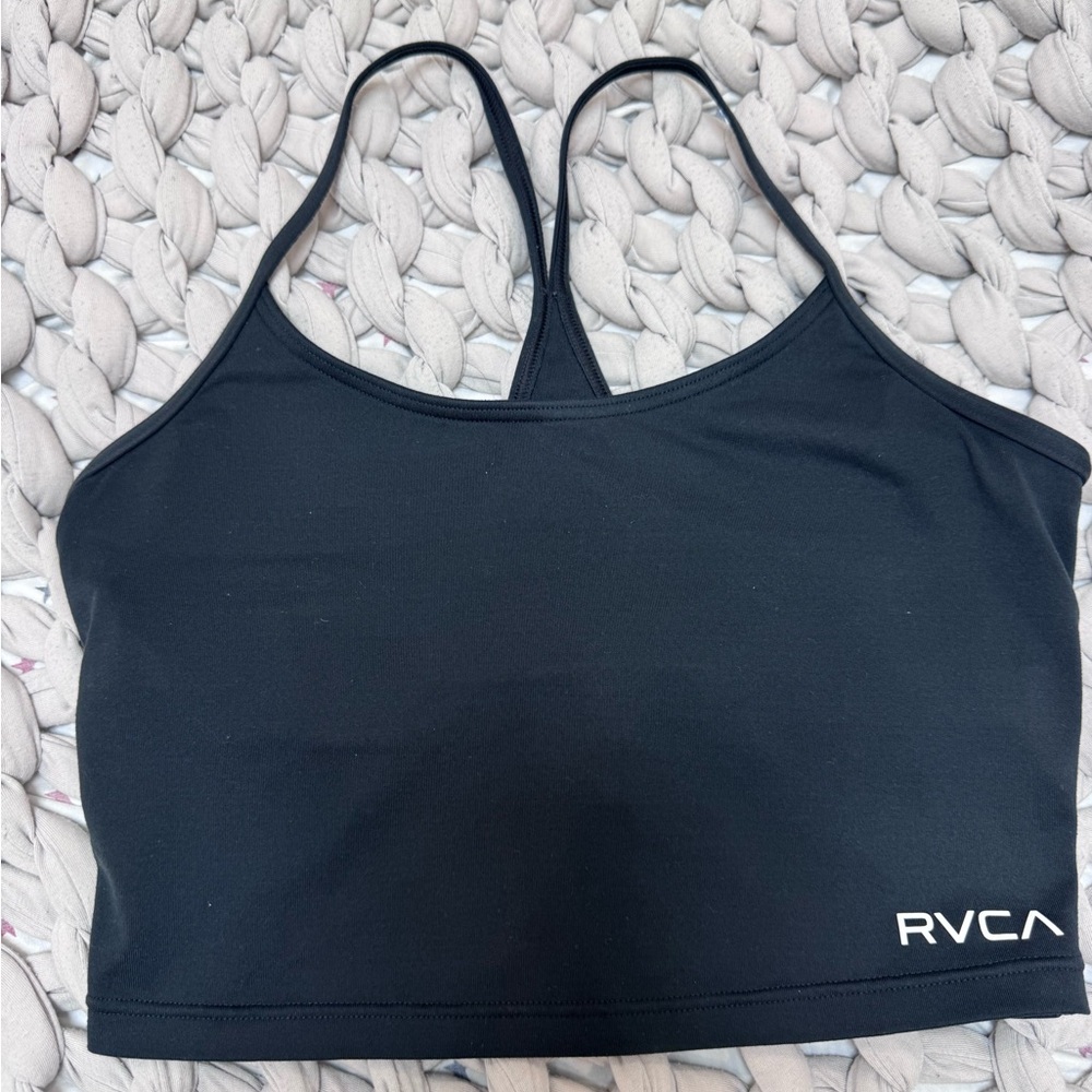 RVCA Black Racerback Crop Tank w/ built in bra